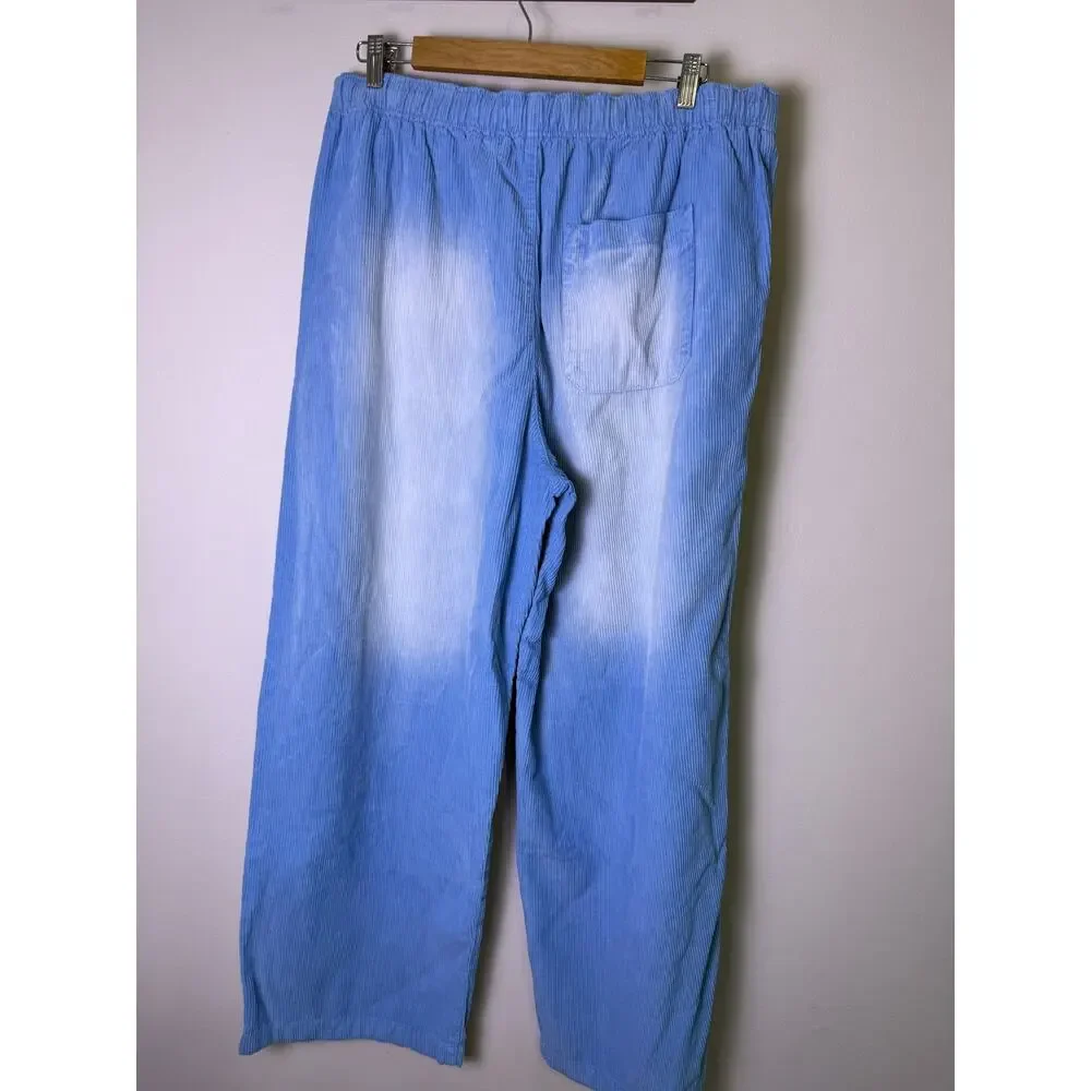 Urban Outfitters Sky Blue Wide Leg Corduroy Pull On Pants NWT Size Large - Picture 5 of 6